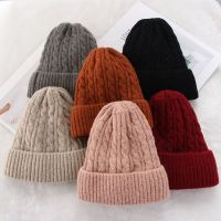 【YD】 New Fashion Wool Knitted Hat for Men Soft Thick Fleece Hedging Cap Warm Ski Hats Slouchy Bonnet