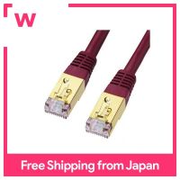 SANWA CAT7สาย LAN (0.2M) 10 Gbps/ 600MHz สีแดงไวน์ RJ45 KB-T7-002WRN