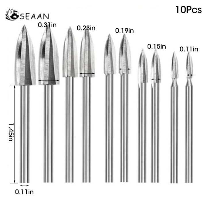 10ชิ้นของไม้แกะสลักสว่านเหล็กความเร็วสูงแกะสลักบิตชุดสำหรับงานไม้ซีเมนต์คาร์ไบด์บดสว่านแกะสลัก