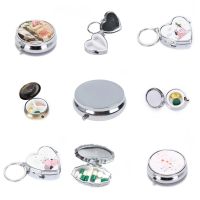 Metal Pill Box Tablet Holder Metal Round Medicine Case Small Case Tablet Pill Boxes Container Storage Boxes