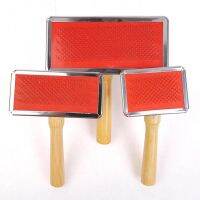 Red Grooming Tool Fur Shedding Hair Comb Pet Brush Portable Multi-purpose Wood Metal Dog Cat Removal Square Dog Bedroom Supplies