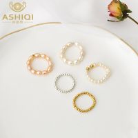 ASHIQI Small Natural Freshwater Pearl Couple Rings For Women Real 925 Sterling Silver Jewelry For Women 2022 Wholesale  Gift