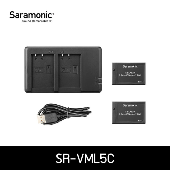 saramonic-แท่นชาร์จแบตเตอรี่-sr-vml5c-ช่องชาร์จคู่-ใช้งานกับแบตเตอรี่ชนิด-lp-e17