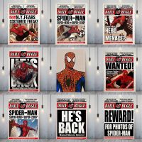 ☌✼ Disney Superhero ตลก Spiderman หนังสือพิมพ์พิมพ์โปสเตอร์ Avengers เขากลับมาภาพวาดผ้าใบ Comic Wall Art Room Home Decor ของขวัญ