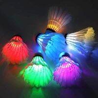 ลูกขนไก่แบดมินตัน LED เรืองแสงสำหรับกีฬากลางแจ้ง4ชิ้น