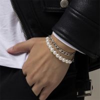 2 Packs Of Simple Trendy Style Exquisite Men 39;s Pearl Bracelets Creative Splicing Chain Bracelets Men 39;s Jewelry Best Gift