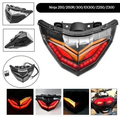 Motorcycle LED Tail Lights Brake Rear Turn Signals Integrated Light for Kawasaki Ninja 250 300 EX300 Z250 2013-2018