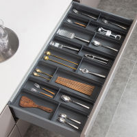 Space Aluminium Cutlery Drawer Organizer Tray Expandable Kitchen Organizer,Flatware Drawer Tray For Silverware, Serving Utensils, Multi-Purpose Storage For Kitchen, Office,อุปกรณ์ห้องน้ำ,ปรับแต่งได้