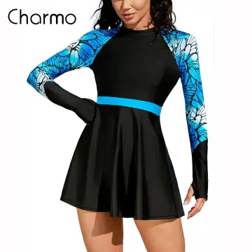 Charmo Women Short Sleeve Dry-Fit Quick-drying Rashguard Swimsuit