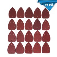 ☽✹ 140x90xmm 6Hole Sanding Sheets Triangle Red Sandpaper Hook amp; Loop 40 -1000 Grits Abrasive Sanding Disc For Wood Sanding(20 Pcs)