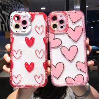 Phone Case for IPhone 13 12 11 Pro Max X XR XS Max 6 7 8 Plus Transparent Cute Cartoon Love Heart Soft TPU Cover