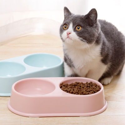 ชามอาหารหมา-แมว ชามอาหารสัตว์เลี้ยง 2in1 สีพาลเทล