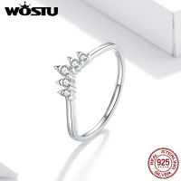 WOSTU 925เงินสเตอร์ลิงCrownแหวนนิ้วมือสำหรับผู้หญิงVintage Retroแหวนแบบซ้อนหลายอันSilverเครื่องประดับอย่างดีZBSCR686