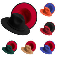 สตรีบุรุษ Fedora หมวกทูโทนปีกกว้างรู้สึก Fedora หมวกคริสตจักร F Ascinator หมวกสบายๆป่าแจ๊สหมวก Panaman ขายส่ง