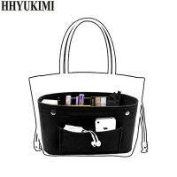 HHYUKIMI Felt Cloth Inner Bag Women Fashion Handbag Multi-pockets Storage Cosmetic Organizer Bags Luggage Bags Accessories