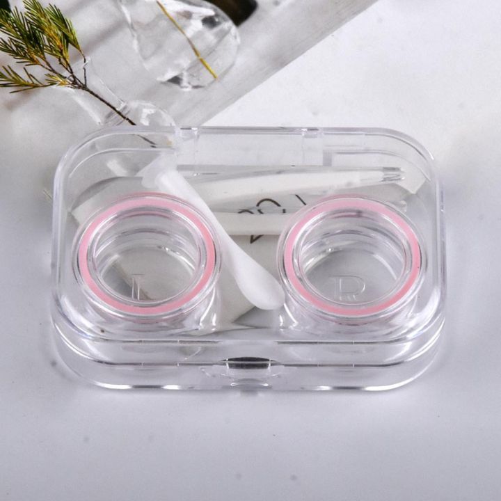 กล่องใส่คอนแทคเลนส์แบบใส-กล่องเก็บคอนแทค-พร้อมอุปกรณ์-contact-lens-box-set-ตลับคอนแทคเลนส์