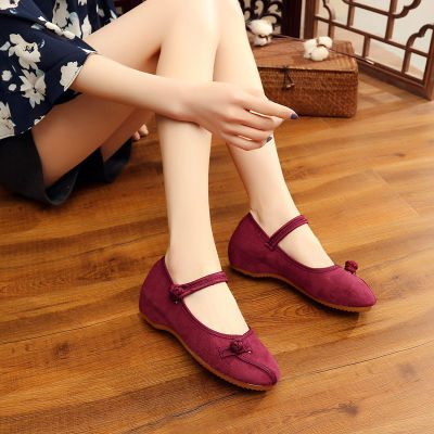 Veowalk Chinese Style Women Jacquard Cotton Fabric Embroidered Ballet Flats Elegant Ladies Casual Comfort Canvas Walking Shoes