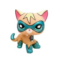 hot！【DT】☸  CAT Real Littlest pet shop bobble head toys short hair cat super hero comic Con blue masked kitty Child gifts