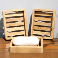 Handmade Wooden Natural Bamboo Soap Dishes Tray Holder Portable Storage Soap Rack Plate Box Container Bathroom Accessories Soap Dishes
