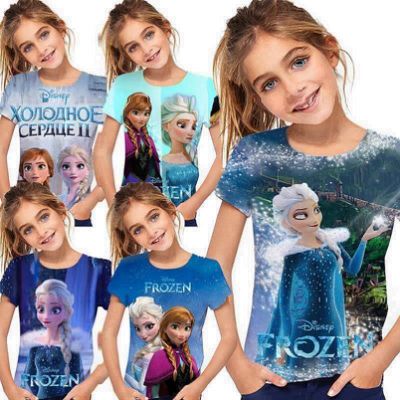 Frozen Tshirt for Kids bu Elsa Girls Birthday Gift Summer Shirts Anime Baby for  Top Shirt Childrens Clothes