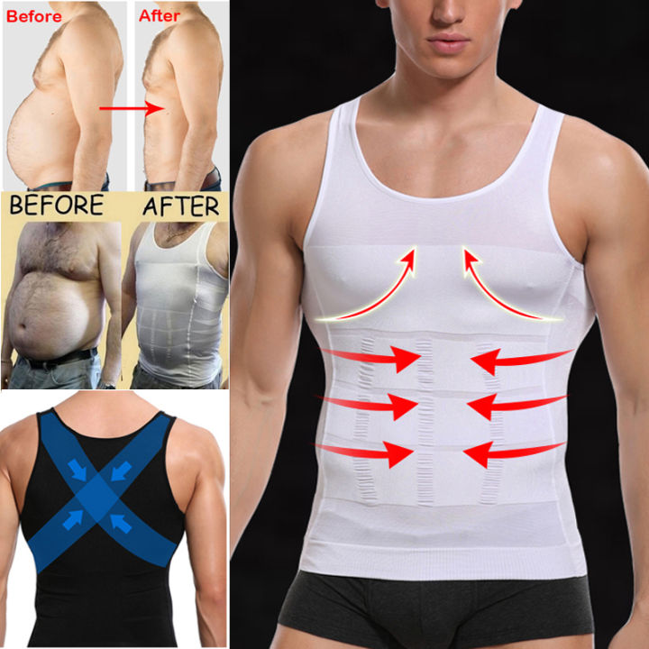 Mens Slimming Body Shaper Vest Chest Compression Shirt Abs Abdomen Tank Top Undershirt Tummy 3545