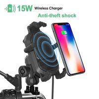 Upgrade 15W Wireless Charging Motorcycle Phone Holder Fast Charger Bike Anti-theft Shockproof Smartphone Stand Cellphone Support