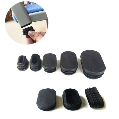 12pc Plastic Plug Pipe Tubing Cap Oval Oblong Tube Insert Plug End Cap Chair Square Ribbed Inserts for Table Stool Furniture Leg Pipe Fittings Accesso