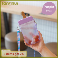 Fanghui ขวดเครื่องดื่มน้ำผลไม้สุดสร้างสรรค์สำหรับผู้ใหญ่หลอดขวดน้ำพร้อมน่ารัก10ออนซ์300มล. พร้อมสายคล้องรูปทรงไอศครีมแท่งไอศกรีม