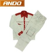 Quần áo bảo hộ lao động, màu ghi kẻ đỏ, vải kaki cao cấp may kỹ, thời trang