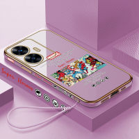 เคสโทรศัพท์พร้อมสำหรับ Realme เคส C55 Realme เคส C55 (ฟรีสายคล้อง) การ์ตูน (มาร์เวล) ปลอกลายขอบสี่เหลี่ยมซูเปอร์ฮีโร่อเวนเจอร์ชุบเคสโทรศัพท์สไปเดอร์แมนกัปตันอเมริกา Ironman Thor หรูหราชุบเคสโทรศัพท์นิ่ม