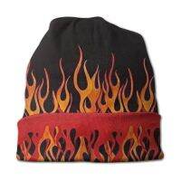 Orange Flames Fire Unisex Bonnet Winter Outdoor Double Layer Thin Hats For Men Women