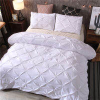 Luxury Solid Color Bedding Set Simple Pleated Plaid Bedding Collection Queen King Size 23 Comforter Cover Pillowcase