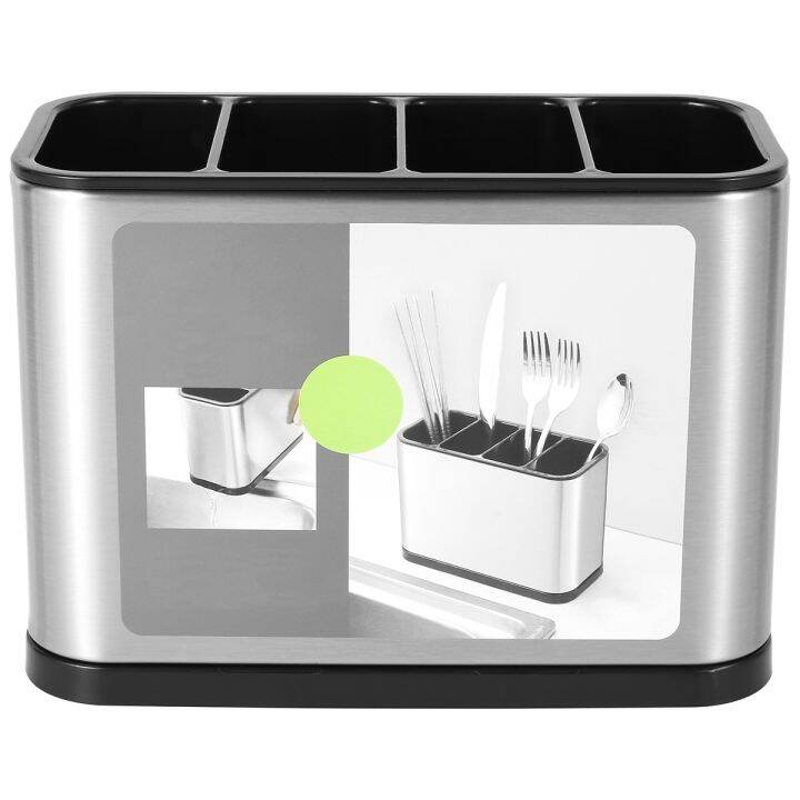 kitchen-utensil-holder-stainless-steel-cutlery-holder-4pcs-removable-divider-utensil-knife-spoon-fork-keep-dry-storage-rack