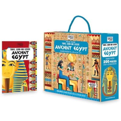 Sassi Junior Travel, Learn and Explore Ancient Egypt Jigsaw 2 in 1 by Sassi (Book +Jigsaw) ของแท้จากอังกฤษ จิ๊กซอ