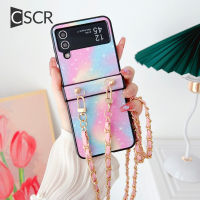 เคสสะพายข้างหนัง PU แฟชั่น CSCR สีรุ้งเคสโทรศัพท์มีสายคล้องสำหรับ Samsung Galaxy Z Flip 4 ZFlip3 5G