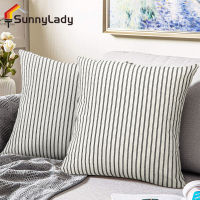 SunnyLady หมอนอิงลินินลาย2ชิ้น,ปลอกหมอนตกแต่งโซฟาเก้าอี้โซฟา (45X45ซม./18X18นิ้ว)