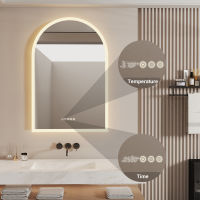 LUVODI กระจกห้องน้ำ ติดผนัง กระจกเงาไร้ขอบ LED กระจก ผนัง Bathroom Mirror Wall Mounted 600x900mm Frameless Mirror Illuminated Anti-fog Bathroom Vanity Mirror with Backlight, Date and Time, Temperature, 3 Colors