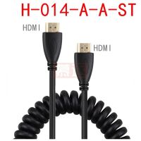 สายเคเบิลมินิ HDMI มุมขวาและซ้ายเข้ากันได้กับ HDMI &amp; Micro HDMI บุรุษไปยังตัวผู้ยืดสปริงขดยืดหยุ่น V1.4 DSLR 0.5M/1.5M