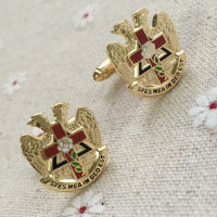 ฟรี Masons Cuff Links แขนปุ่ม Pins Scottish Rite Rose Croix Cross 32องศา Masonic Masonry Freemason Cufflink