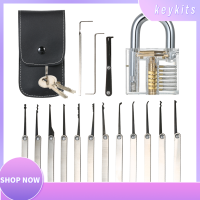 15pcs Lock Picking Set Kit Tool with Transparent Practice Training Padlock Lock for Locksmith Beginners and Professional