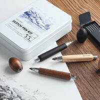 ใหม่5.5X5.6มม. ดินสออัตโนมัตินำเข้าการเคลื่อนไหวสถาปัตยกรรม Sketching Core Sharpener วอลนัทไม้คาร์บอน Rod Set