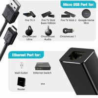 Acมีชีวิตชีวาใหม่1ชิ้นอะแดปเตอร์อีเทอร์เน็ต LAN USB Micro USB เป็น RJ45สำหรับ Amazon Fire Stick Chromecast ทนทาน