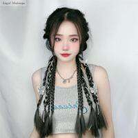 คุณภาพสูงนางฟ้า DIY สีดำน่ารักสำหรับทุกวันผู้หญิงทนความร้อนได้ไฟเบอร์เครื่องประดับผมข้างโบว์สังเคราะห์หางม้าธรรมชาติถักเปียแฮร์พีซติดผมมวยวิกบิดยืดหยุ่นเชือกถักเปีย