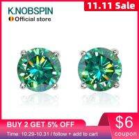 KNOBSPIN D Color Moissanite Earring S925 Sterling Sliver Plated with 18k White Gold Earring for Women Man Sparkling Fine Jewelry