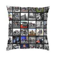 【LZ】 Motorcycle Artwork Collection Collage Sofa Cushion Cover Velvet Motor Racing Extreme Sports Throw Pillow Case Home Decorative