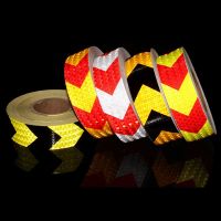 5cm*25m Reflective Material Arrow Reflector Tapes Adhesive Warning Safety Stickers For Bicycles Reflect Helmet Bike Sticker Film Safety Cones Tape