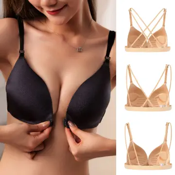 Womens No Steel Ring French Womens Front Close Bra T Back Plus Size  Seamless Unlined Bra for Large Bust Wireless