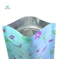 GRUITER Pack of 100 Flower Petals Designed Mylar Flat Ziplock Bags Blue Zip Lock Bags W/Purple/Violet Flowers Print 1708 Food Storage Dispensers