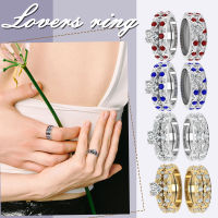 แหวนแหวนยุโรปฝังเพชรคู่ไมโครอเมริกันรูปหัวใจเพทายประดับเพชรเต็มชุดสำหรับผู้หญิง11วงแหวน