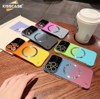 KISSCASE เคสโทรศัพท์พีซีไร้ขอบไล่ระดับสีสำหรับ IPhone 14 13 12 Pro Max เคสบางเฉียบหรูหรา14Promax ฝาครอบแม่เหล็ก13pro ฝาครอบป้องกันเลนส์กล้องถ่ายรูป